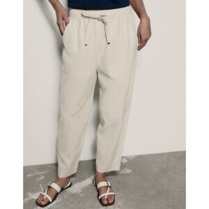 Zara Beige Oatmeal Linen Blend Tapered Leg High Rise Pants 25” Women’s Medium